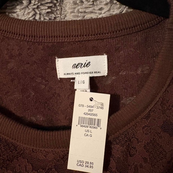 Apt. 9 Women's Short Sleeve Lace Tee - Chocolate - Picture 3 of 3